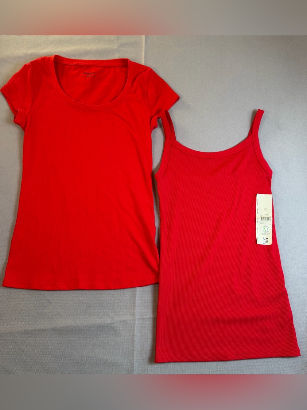 No Boundaries Juniors XXS (00) Red Scoop Neck Tee & Rib Tank Duo Tops